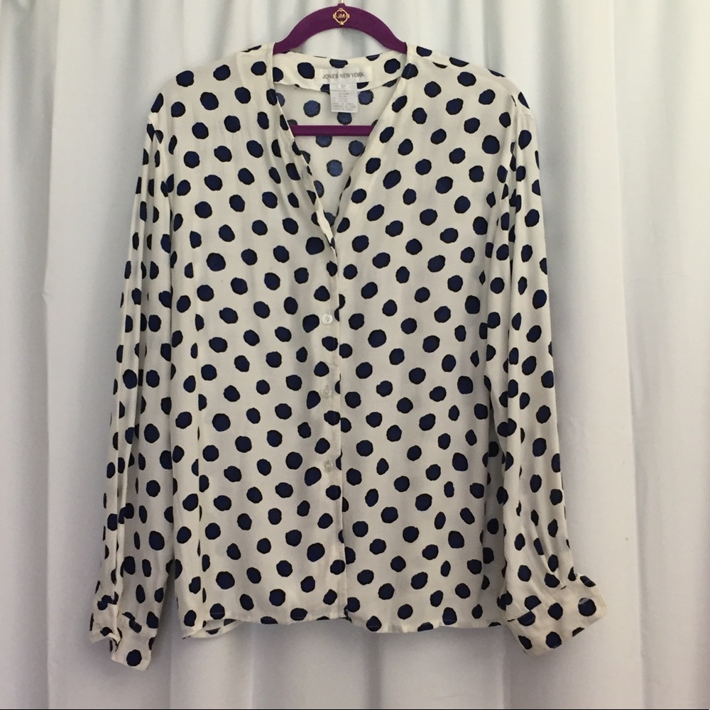 3/$25 Jones New York Polka Dot Blouse Size 12